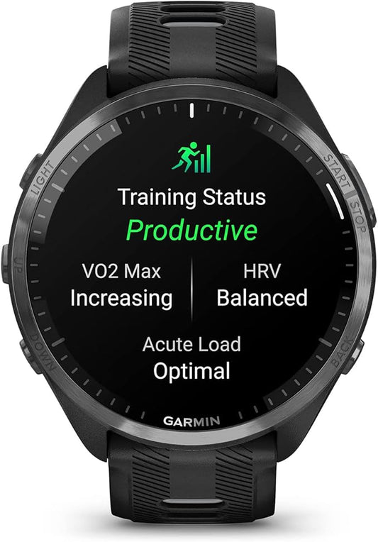 Garmin Forerunner® 965 Running Smartwatch, Colorful AMOLED Display, Training Metrics and Recovery Insights, Black and Powder Gray