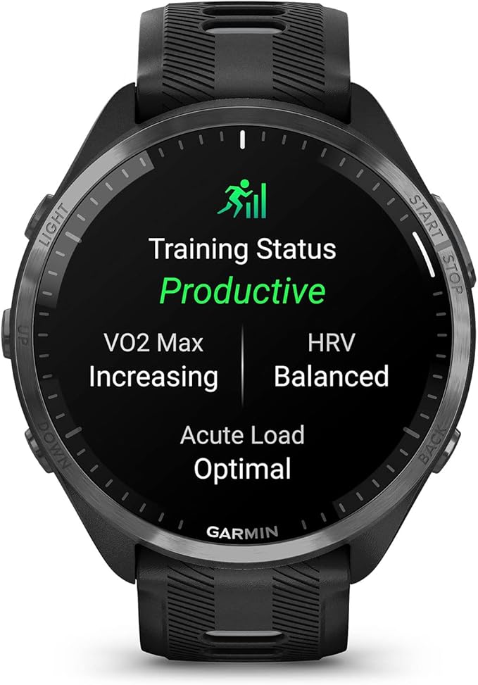 Garmin Forerunner® 965 Running Smartwatch, Colorful AMOLED Display, Training Metrics and Recovery Insights, Black and Powder Gray
