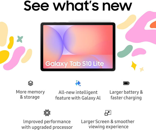 Samsung Galaxy Tab S10 Lite (CAD Version & Warranty) - Graphite, 256GB, 10.9" Android Tablet, AI Assistant, 8000mAh Battery, S Pen Inlcuded