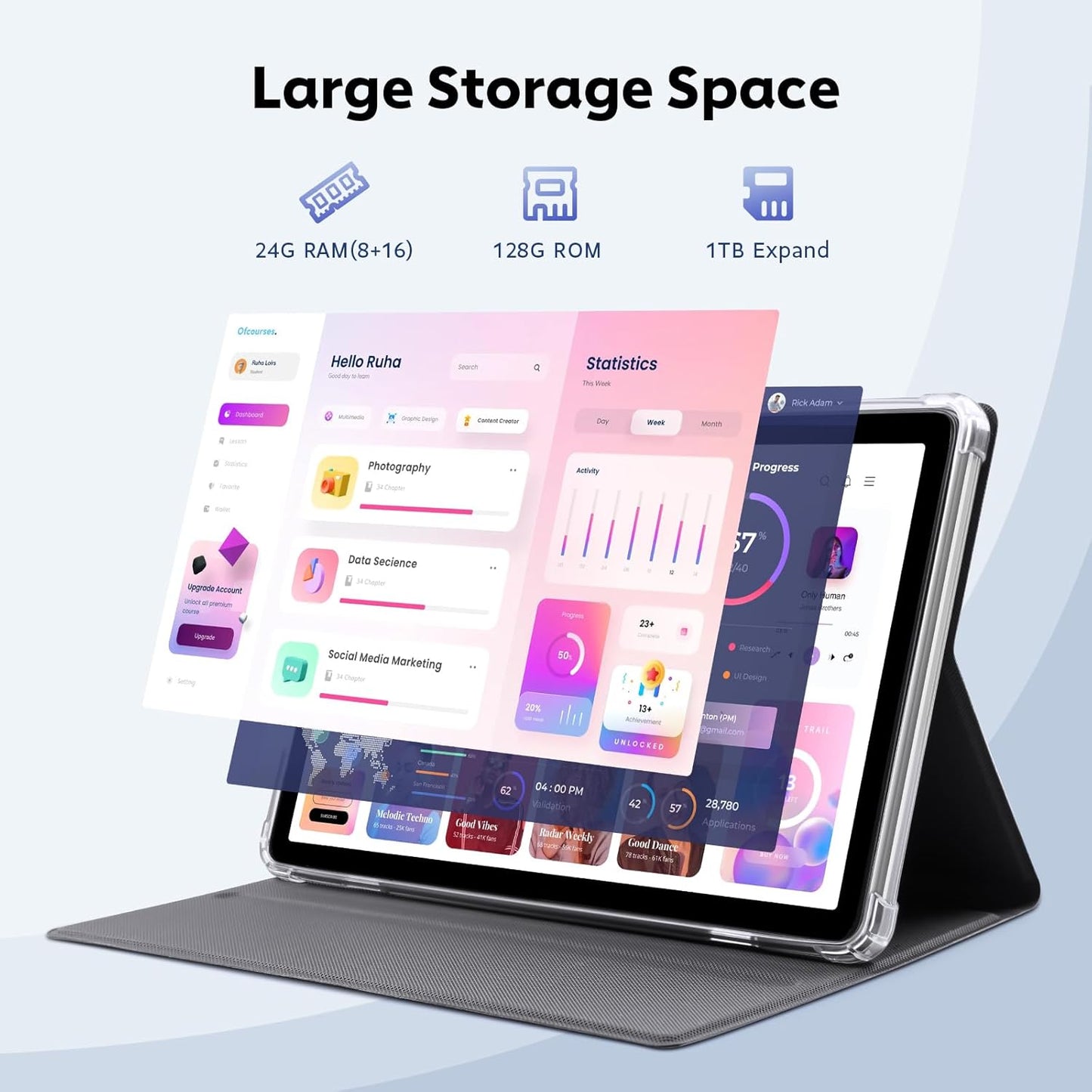 Android 15 Tablet, 10 Inch Tablets Android, Octa-Core, 24GB(8+16) RAM+128GB ROM+1TB Expand, 1280x800 IPS Display, HD Touchscreen, Widevine L1, GPS, 2.4G/5G WiFi, 5MP+8MP Camera, 6000mAh, BT 5.4, Gray