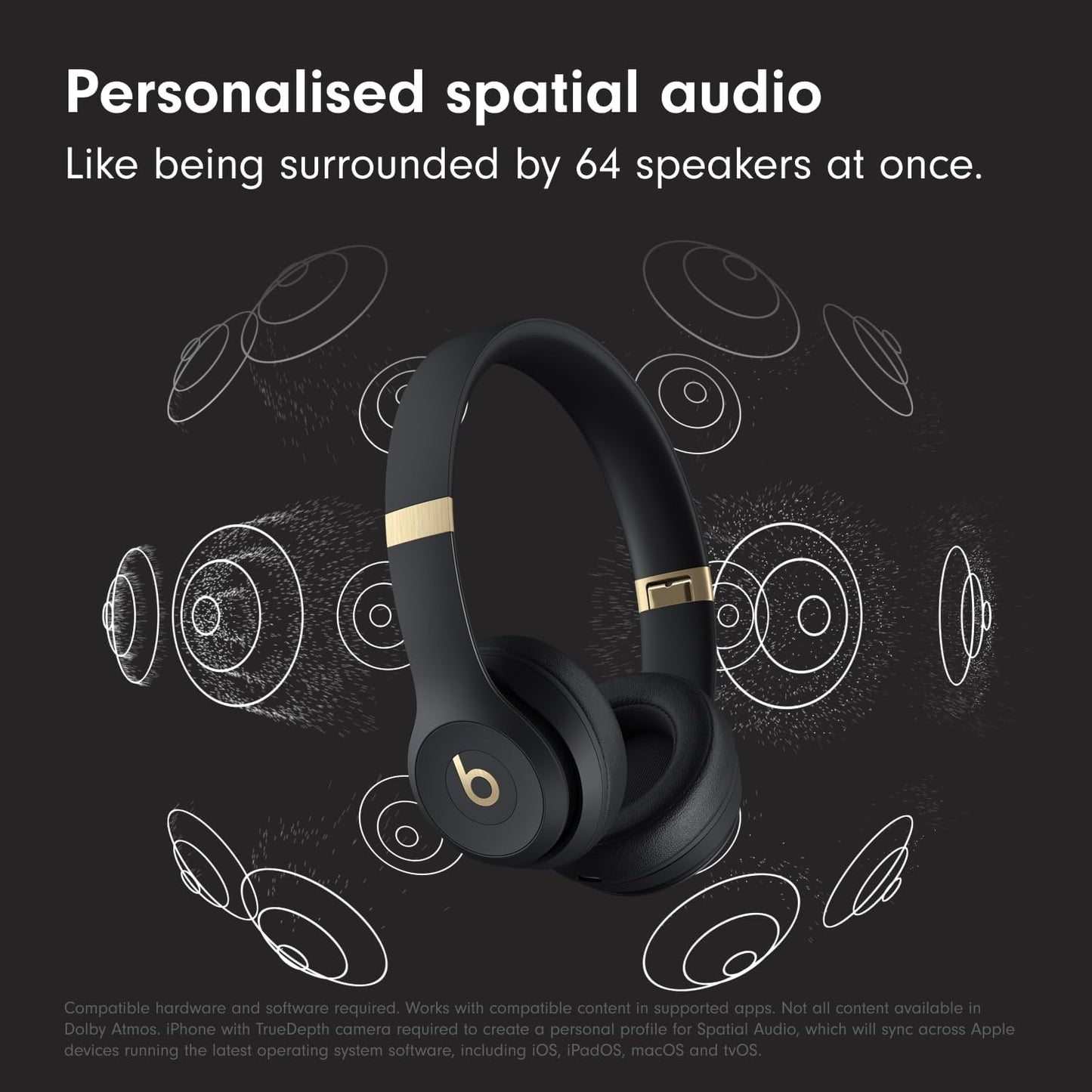 Beats Solo 4 - Wireless Bluetooth On-Ear Headphones, Apple & Android Compatible, Up to 50 Hours of Battery Life - Gold & Black