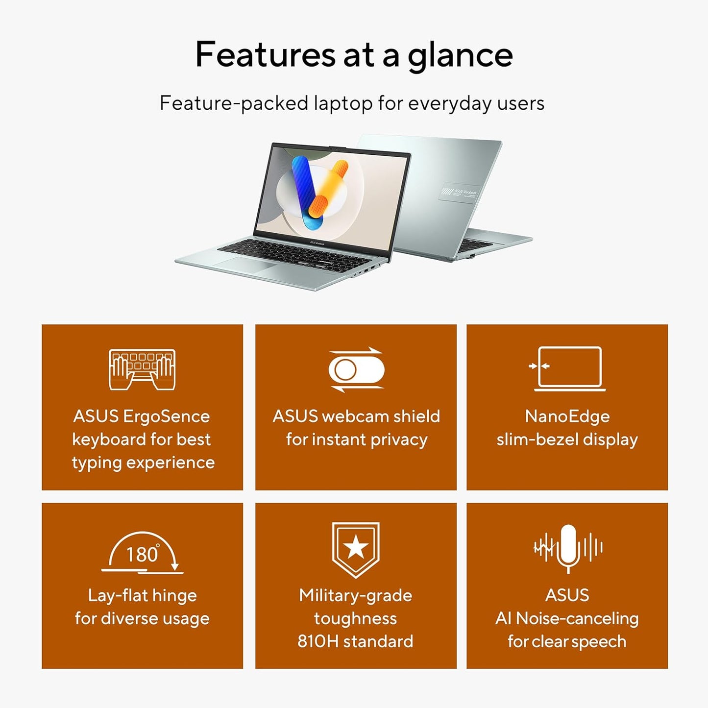 ASUS Vivobook Go 15 Thin & Light Laptop, 15.6” Full HD Display, AMD Ryzen 5 7520U Processor, 16GB RAM, 1T SSD, Windows 11 Home, Green Gray, E1504FA-AS53-CA